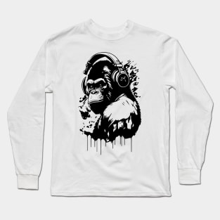 gorilla with headphones Long Sleeve T-Shirt